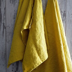 Handmade Heavy Linen Towel: Softened Mustard Guest Towel image 2