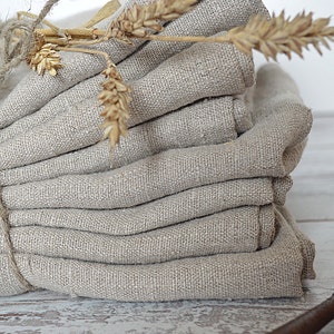 Thick Linen towels / Set of 3 / Natural undyed linen towels / Simple rustic hand face tea dishcloths towels / Washed rough linen