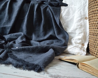 Coperta in lino pesante, misura personalizzata, certificata Oeko-Tex, lino lituano