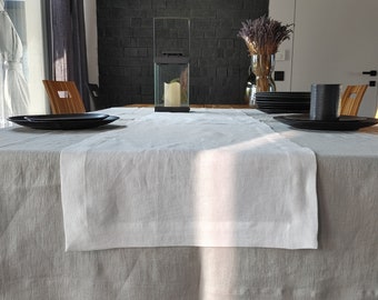 Linen table runner, Long table runner, Linen table runner with mitered corners