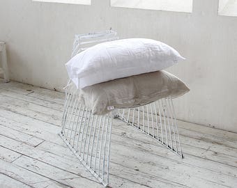 Bed linen pillowcase, Pure white stonewashed linen pillowcases envelope closure