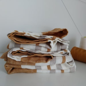 Linen bath sheet, Stonewashed linen bath towels, Thick striped linen towel image 7