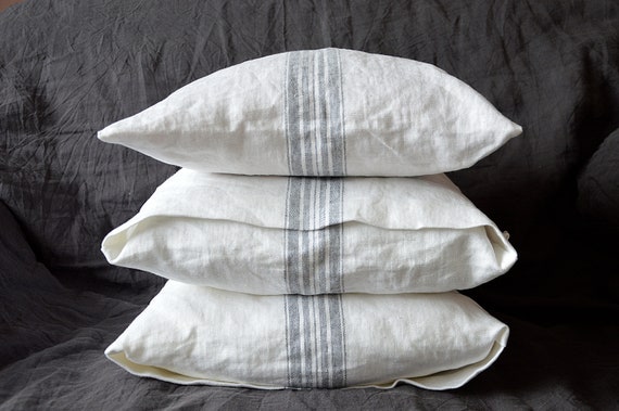 Heavy weight 320 GSM throw linen pillowcase - White pillowcases envelope closure. - Cushion cover - Soft linen pillow cover