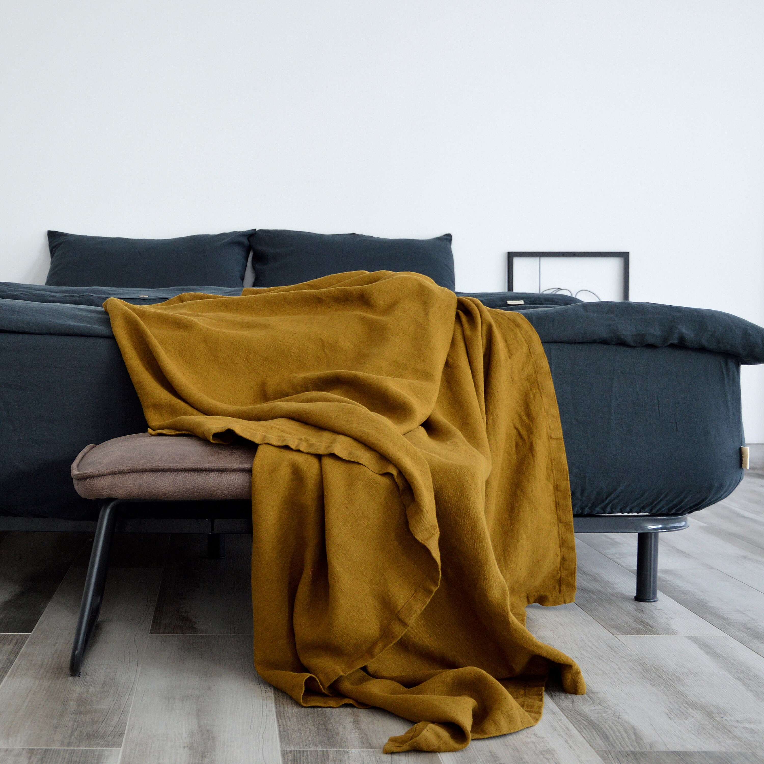 Dark Mustard Linen Throw Blanket / Heavy Weight Linen Blanket Etsy Canada