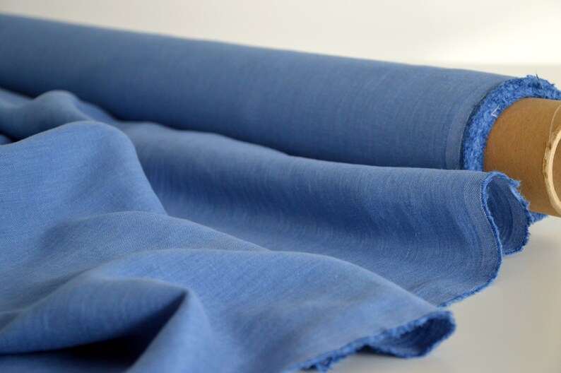 100% linen fabric, 200 GSM linen, Soft FRENCH BLUE linen fabric, Lithuanian linen image 6