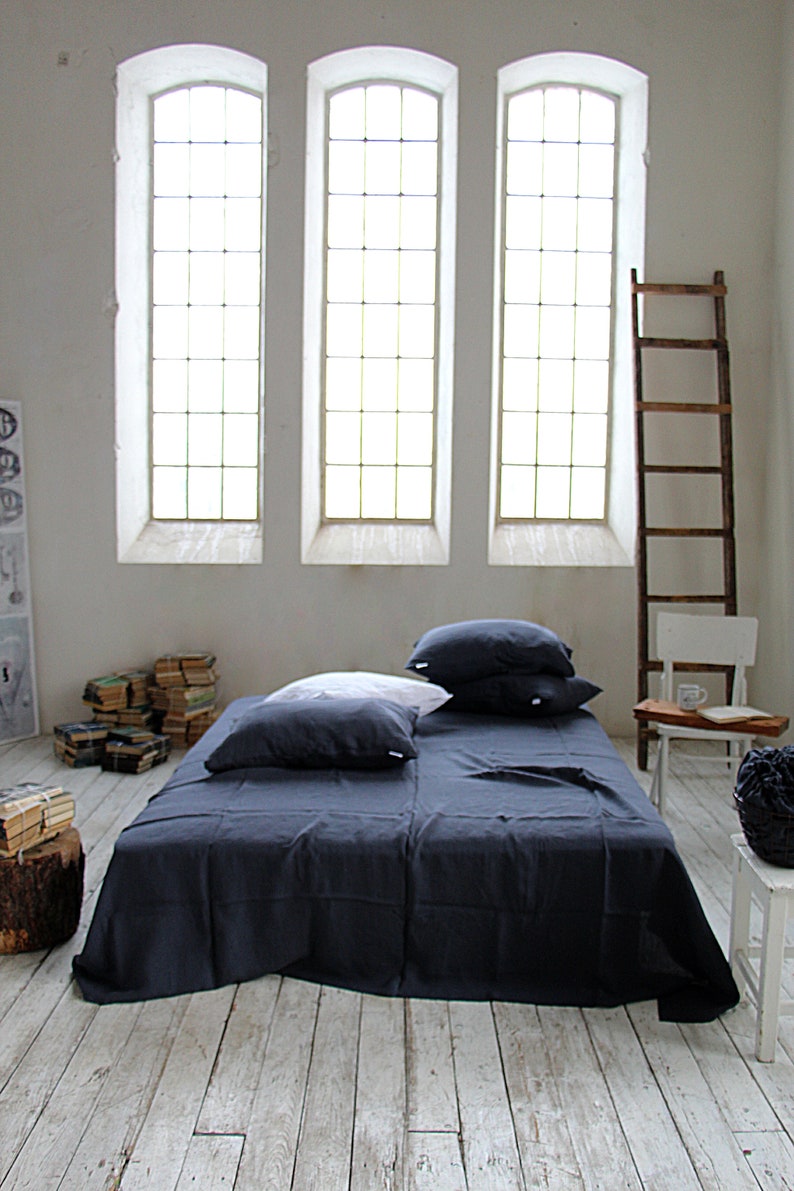 Linen Duvet Cover Midnight Blue Duvet Cover Soft Linen Etsy