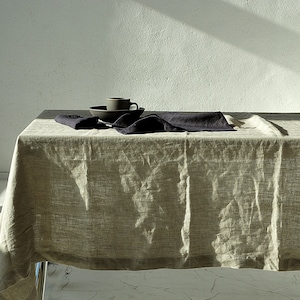 Linen tablecloth, in 23 colors tablecloth with mitered corners, Stonewashed table linens image 8