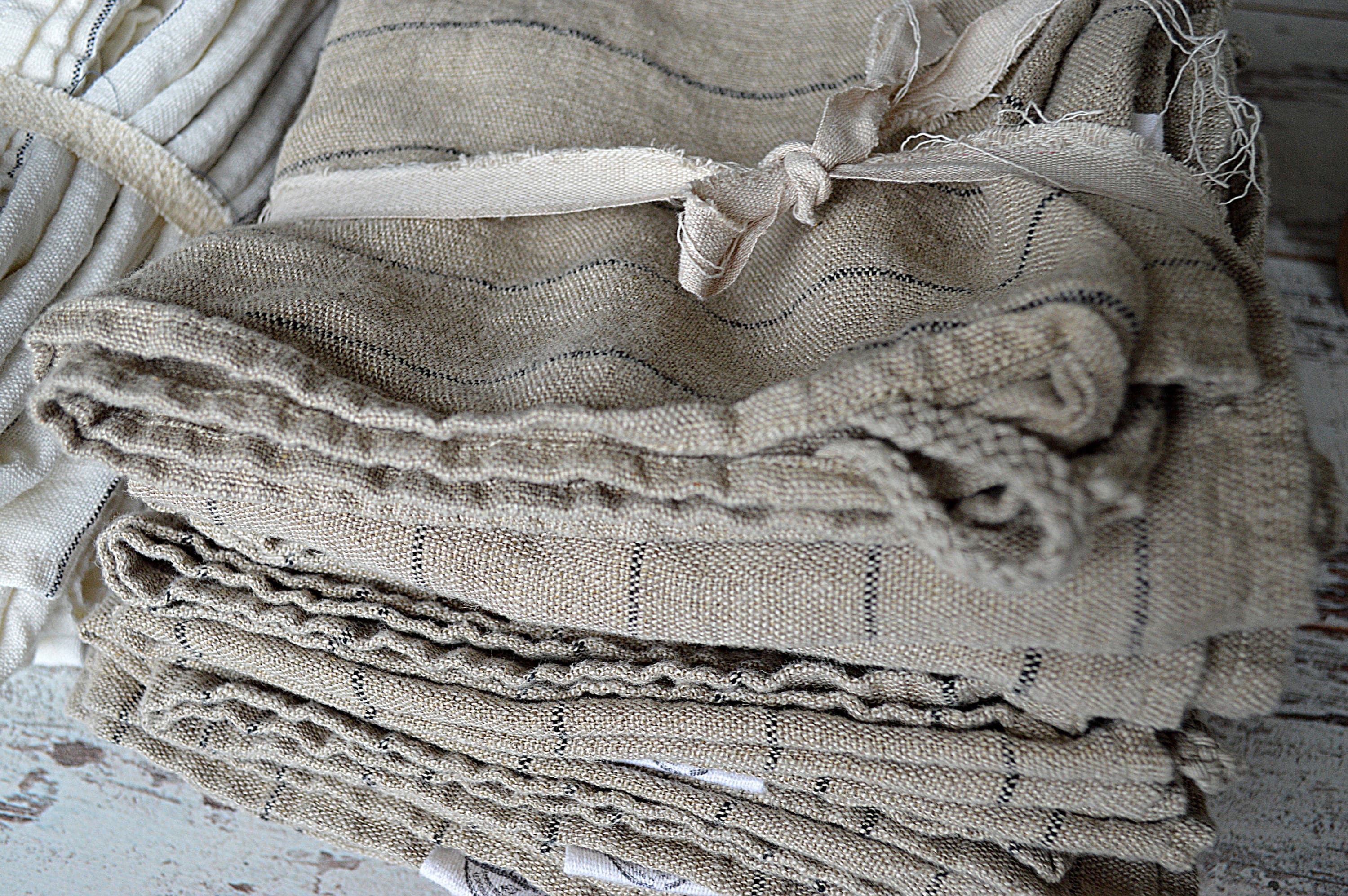 Striped Linen Towel / Durable Towels / Rough Stonewashed - Etsy