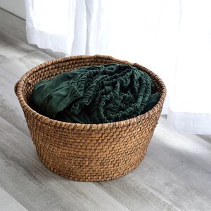 LINEN SHEET SET, linen sheet set of 4 pcs, 2 pillowcase and 2 sheet set, Dark emerald linen bedding set image 6