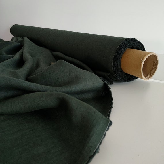 100% linen fabric, 200 GSM linen, Soft PINE forest linen fabric