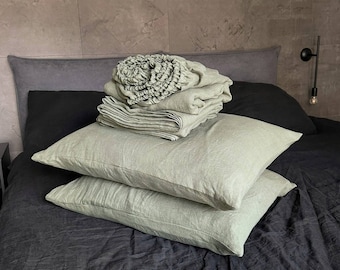 Light Olive Hemp Sheet Set, Natural Wrinkles, 4 Pcs