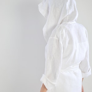 Linen bathrobe / Long robe with hood / Long linen gown / White linen bathrobe / Linen loungewear / Baltic quality linen image 6