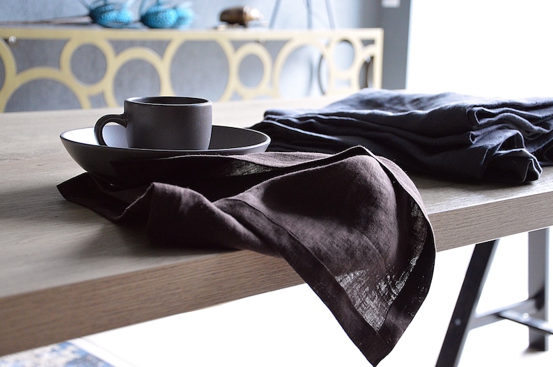 Linen Napkin Set Chocolate Linen Napkins Table Linens Etsy
