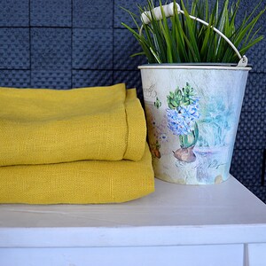 Handmade Heavy Linen Towel: Softened Mustard Guest Towel image 4