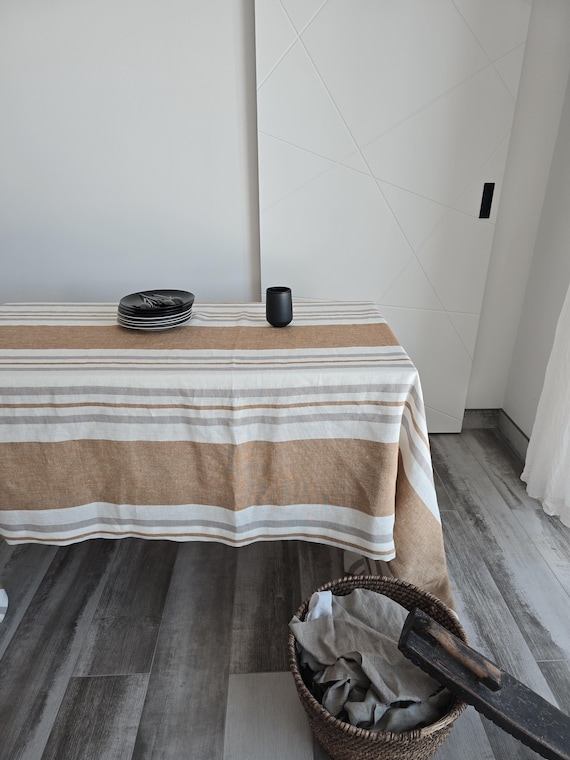 Heavy Linen striped tablecloth