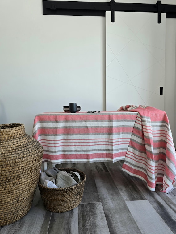 Heavy Linen striped tablecloth