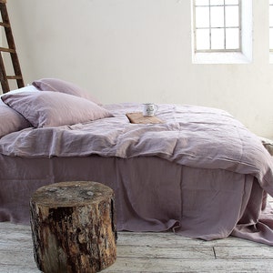 LINEN bedding set, set of 3 pcs, linen duvet cover and 2 pillowcases, WOOD rose linen bedding set, linen duvet cover