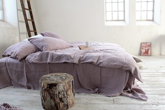 LINEN bedding set, set of 3 pcs, linen duvet cover and 2 pillowcases, WOOD rose linen bedding set, linen duvet cover