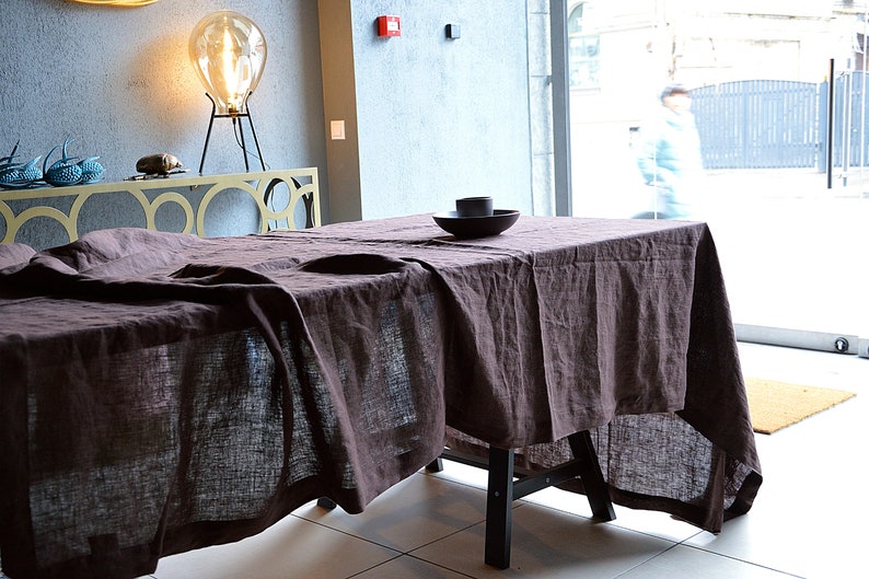 Linen tablecloth, in 23 colors tablecloth with mitered corners, Stonewashed table linens zdjęcie 10