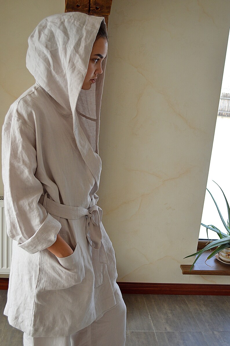 Linen Morning Robe / Woman's Linen Bathrobe / Sizes XS2XL Etsy
