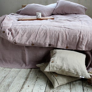 Linen duvet cover, Wood rose duvet cover, soft linen bedding, Lithuanian linen