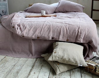 Linen duvet cover, Wood rose duvet cover, soft linen bedding, Lithuanian linen