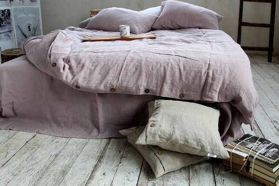 Linen duvet cover, Wood rose duvet cover, soft linen bedding, Lithuanian linen