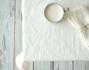 Off white Linen tablecloth - Milky-white Tablecloth with mitered corners - Simple rustic linen tablecloth - Stonewashed linen tablecloth