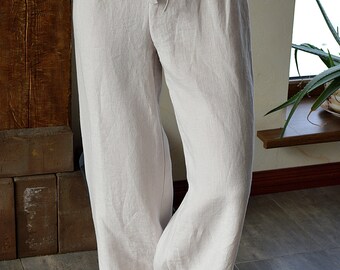 White Linen Pants - Etsy