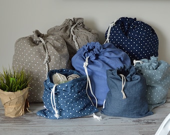 Eco storage bag - 100% linen bags - Laundry linen bag - Large storage bag - Zero waste