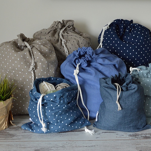 Eco storage bag - 100% linen bags - Laundry linen bag - Large storage bag - Zero waste