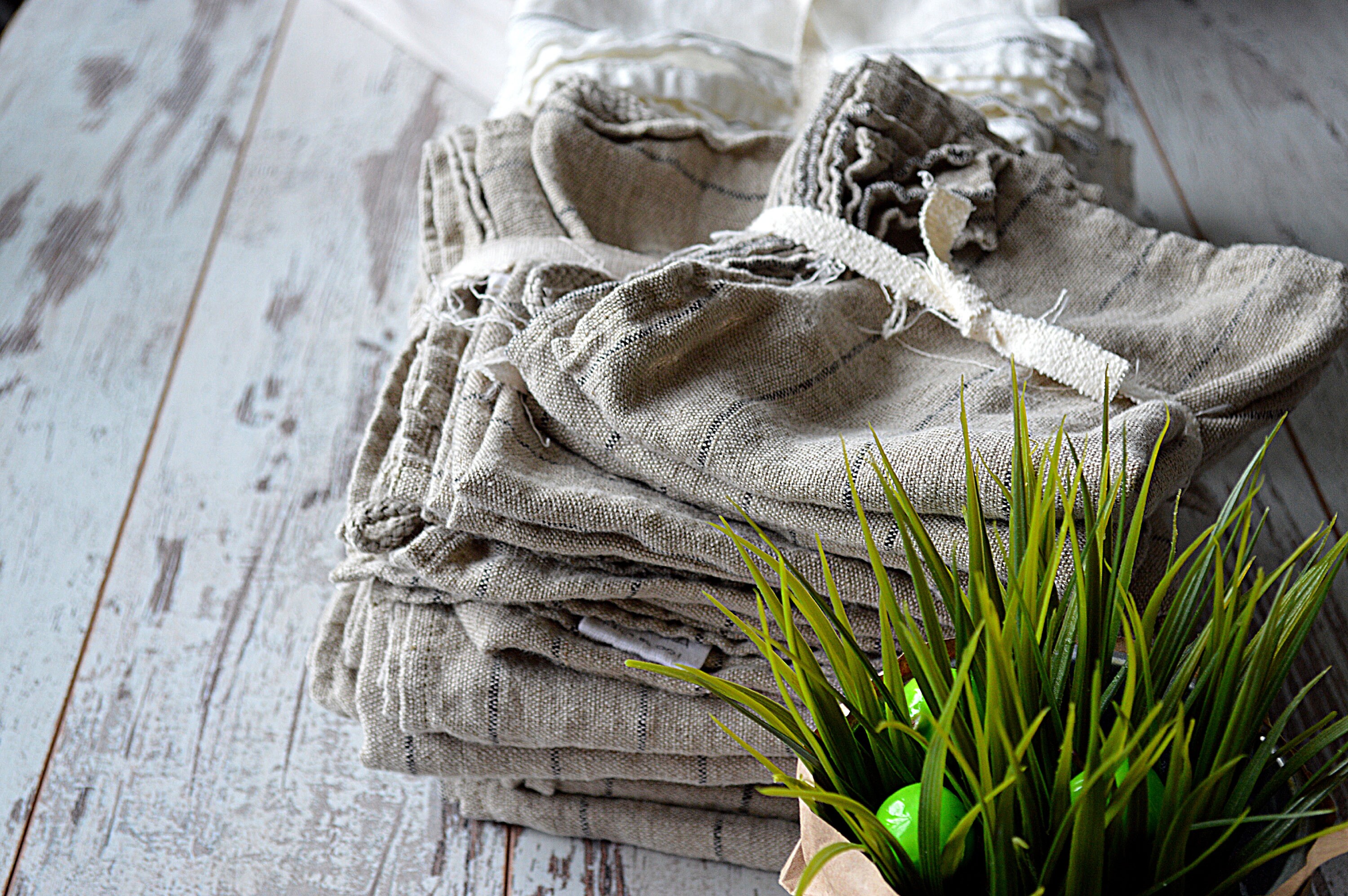 Striped linen towel / Durable towels / Rough stonewashed towels / Rustic  towel / Kitchen tea hand towels / Heavy weight linen towels