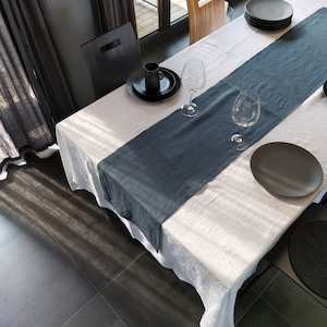 Linen table runner - Rustic table runner with mitered corners