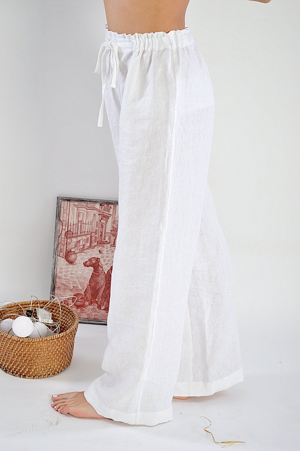 Linen loose pants / Woman's linen pants / Linen trousers / Sizes XS-2XL /  Soft linen trousers / Linen pajama Pants / White linen pants