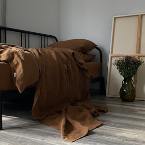 100% HEMP flat sheet, Сinnamon hemp top sheet, Hemp bedding, Queen, King sizes upper sheets