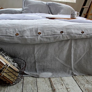 Linen duvet cover, Ash pearl melange duvet cover, soft linen bedding, Lithuanian linen