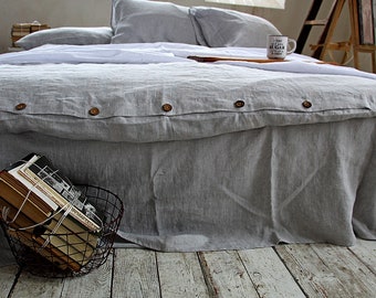 Linen duvet cover, Ash pearl melange duvet cover, soft linen bedding, Lithuanian linen