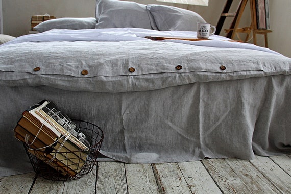 Linen duvet cover, Ash pearl melange duvet cover, soft linen bedding, Lithuanian linen