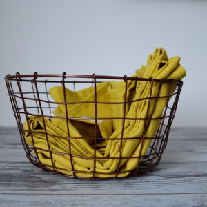 Handmade Heavy Linen Towel: Softened Mustard Guest Towel image 3