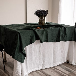 Linen tablecloth, in 23 colors tablecloth with mitered corners, Stonewashed table linens zdjęcie 2