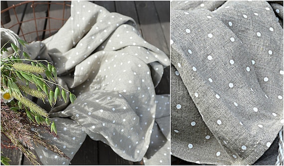 Polka dots linen towel / Very soft towel - Natural linen towel / Simple rustic hand face tea towels / Softened linen towels