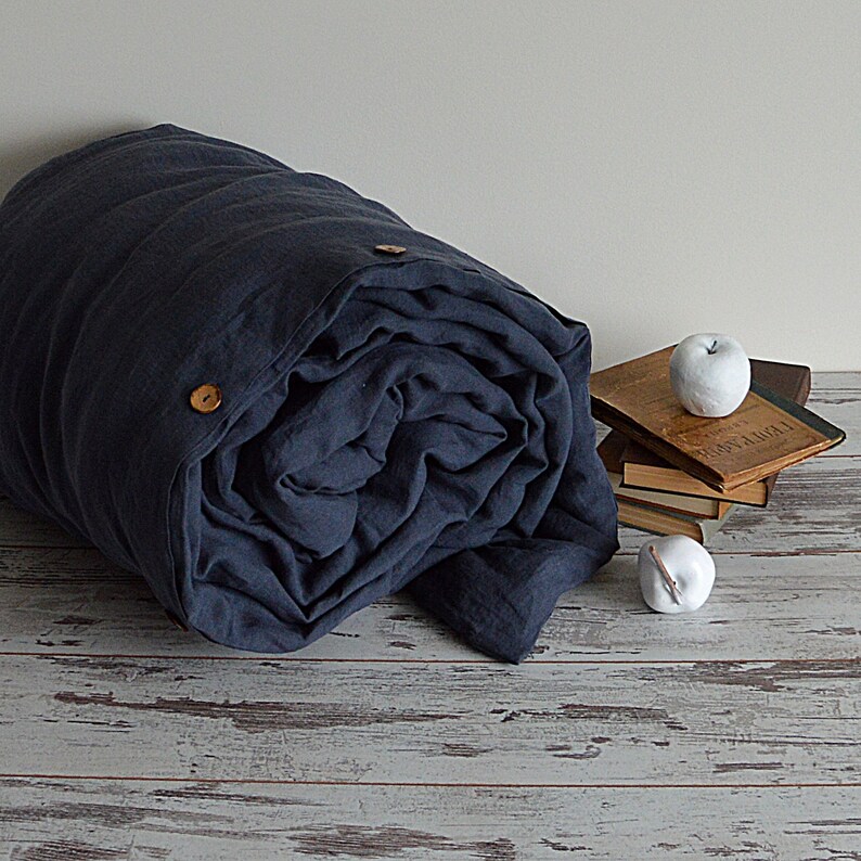 Linen Duvet Cover Midnight Blue Duvet Cover Soft Linen Etsy