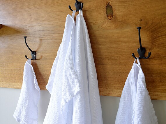 Large Waffle Linen Bath Towel Bath Towels Very Soft Linen Towel Pure White  Medium Weight Towel 