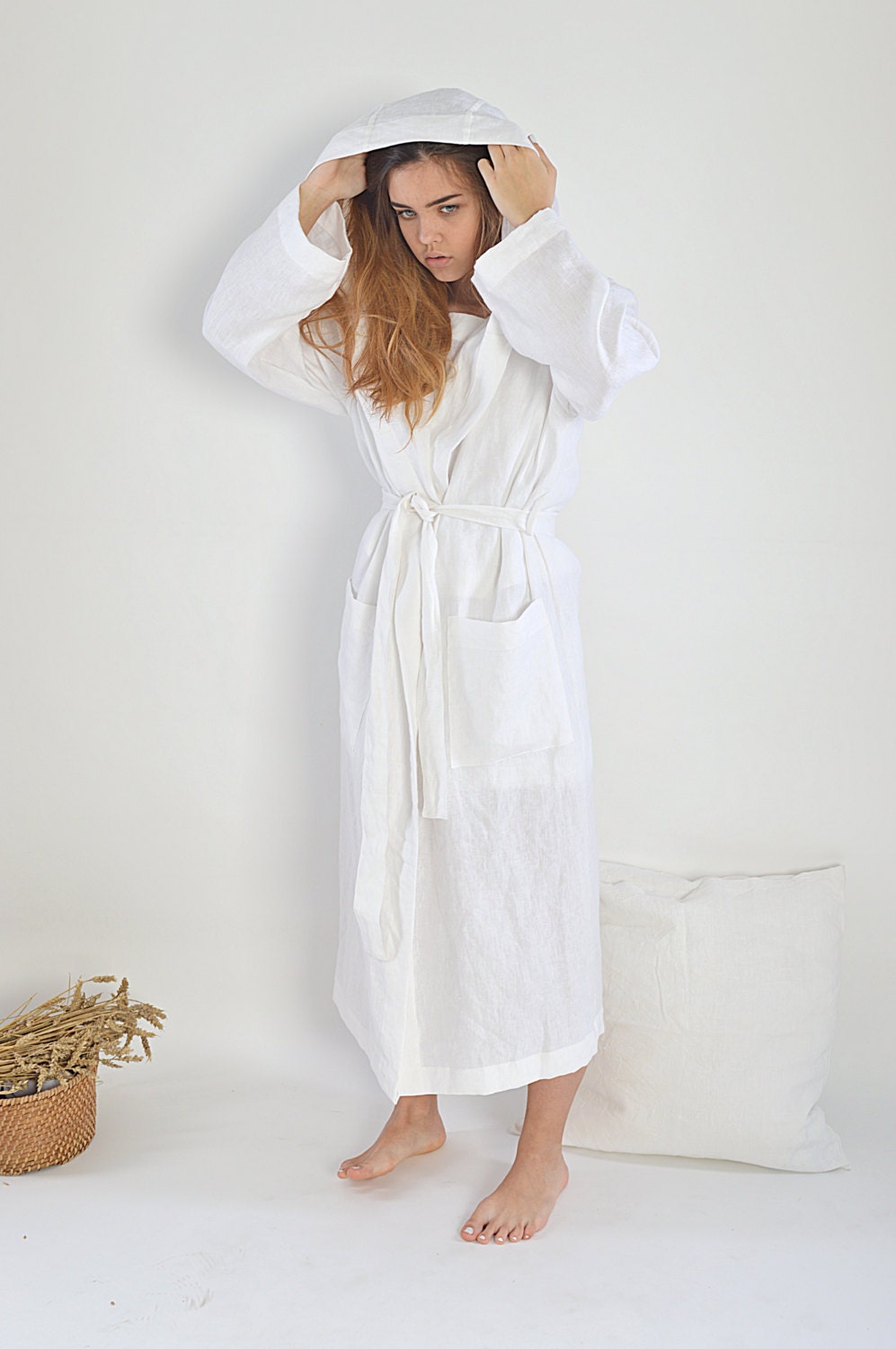 marupeLINENhouse Linen Morning Robe, Woman's Linen Bathrobe, Linen Loungewear, Linen Short Robe