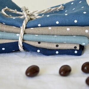Linen Napkin Set, Polka Dot Linen Napkins, Table Linens, Dinner Linen
