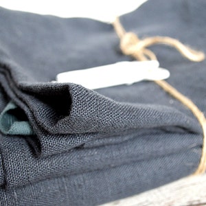 Thick Linen towels / Set of 2 / Charcoal blue linen towels / Simple hand face tea towels / Washed rough linen / 100% linen  towels