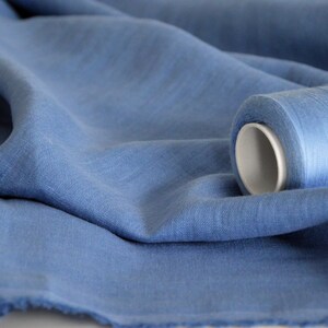 100% linen fabric, 200 GSM linen, Soft FRENCH BLUE linen fabric, Lithuanian linen image 10