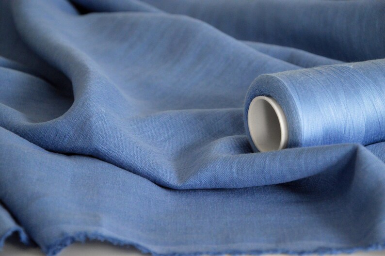 100% linen fabric, 200 GSM linen, Soft FRENCH BLUE linen fabric, Lithuanian linen image 10