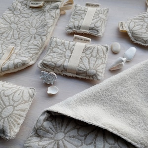 ZERO WASTE full set, Limited edition, Linen washcloth, Linen reusable sponge, Unsponge for kitchen, Face washable sponge, Eco home care