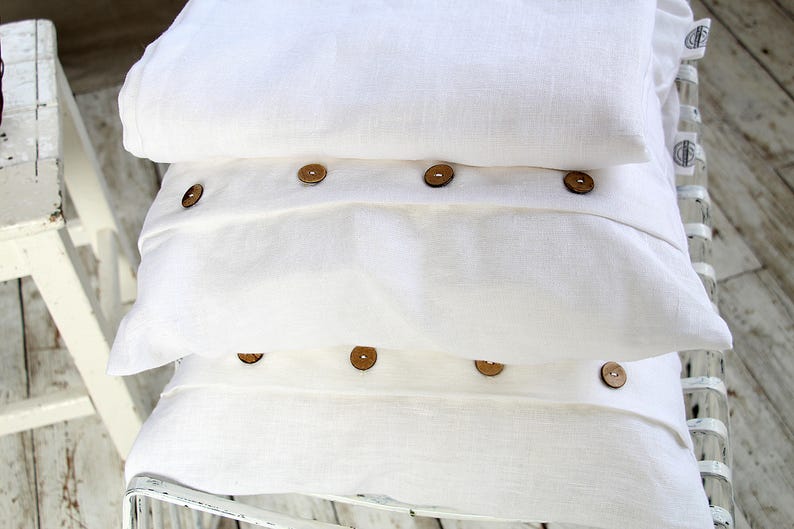 White linen throw set Throw blanket with fringe / without Etsy